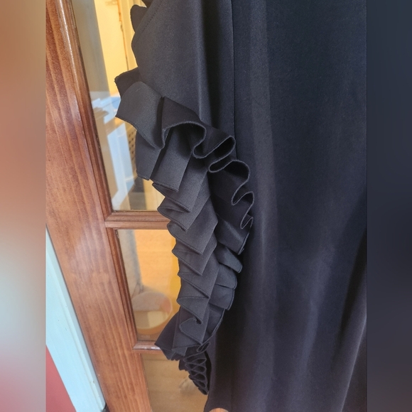 Black Asymmetrical Ruffled Sheath Dress - Picture 3 of 5